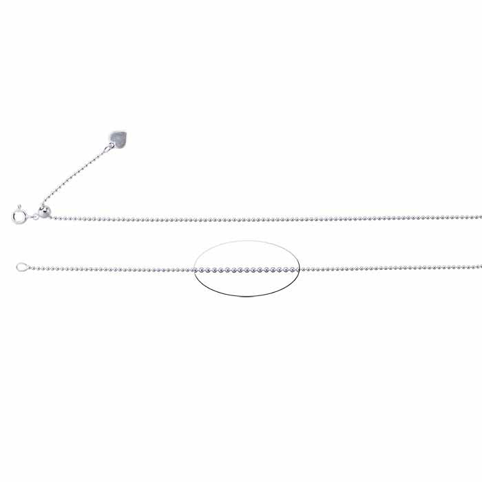Sterling Silver 1.5mm Adjustable Bead Chain Necklace
