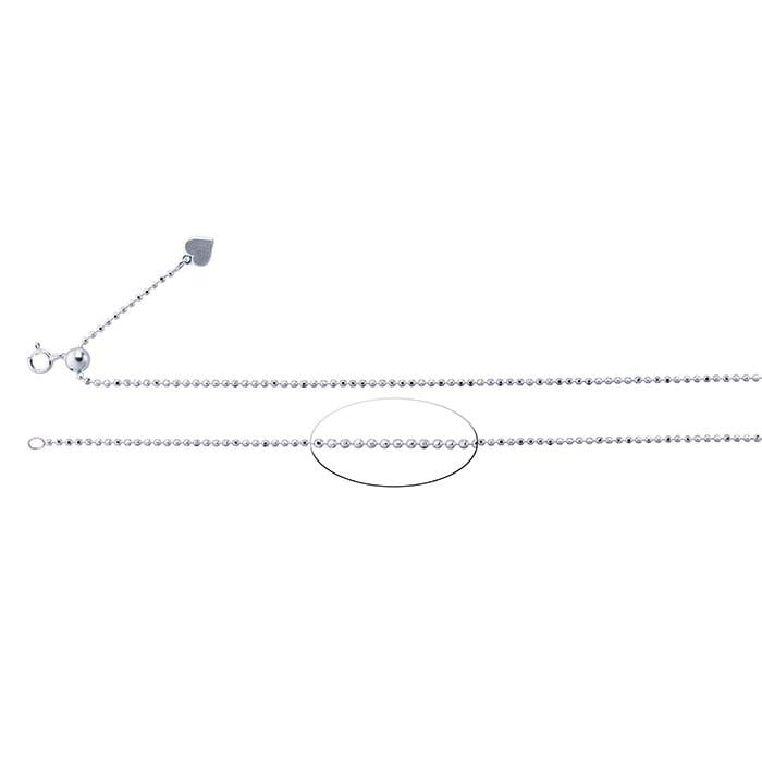 Sterling Silver Diamond-Cut Bead Chain, Adjustable