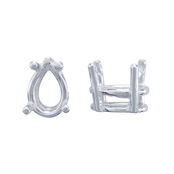 Sterling Silver 6 x 4mm Pear ReadySet™ Basket 4-Prong Setting