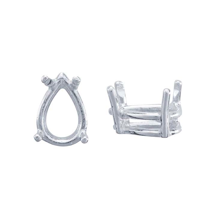 Sterling Silver 7 x 5mm Pear ReadySet™ Basket 4-Prong Setting