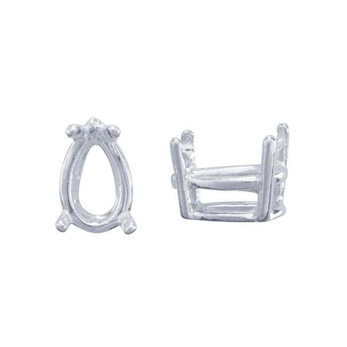 Sterling Silver 8 x 5mm Pear ReadySet™ Basket 4-Prong Setting