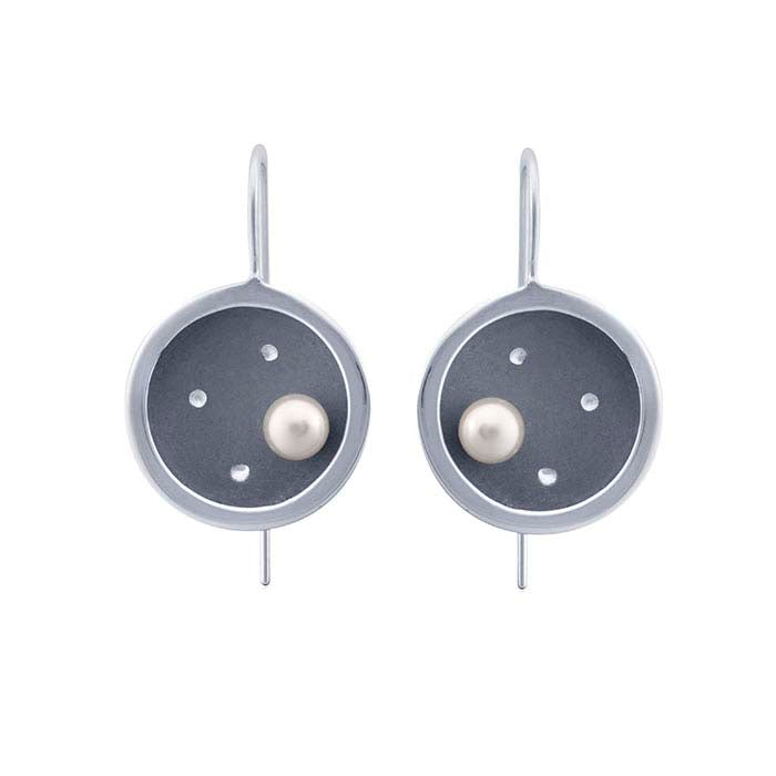 Sterling Silver Celestial Earrings with White Freshwater Pearls