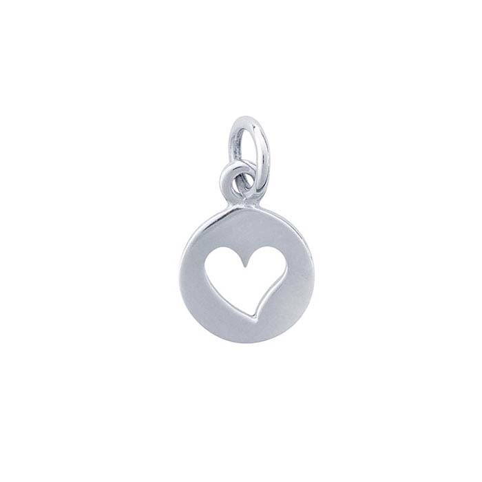 Sterling Silver Heart Cut-Out Round Charm