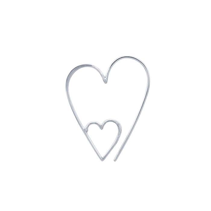 스털링 실버 더블 오픈 하트 귀걸이 와이어