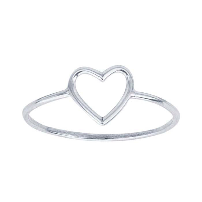 טבעת לב פתוח מכסף סטרלינג