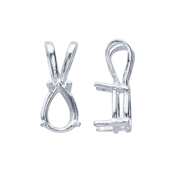 Sterling Silver 7 x 5mm Pear ReadySet™ Basket Pendant Mounting