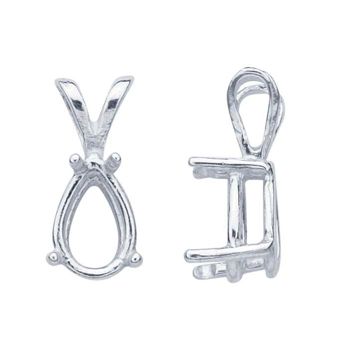 Sterling Silver 9 x 6mm Pear ReadySet™ Basket Pendant Mounting