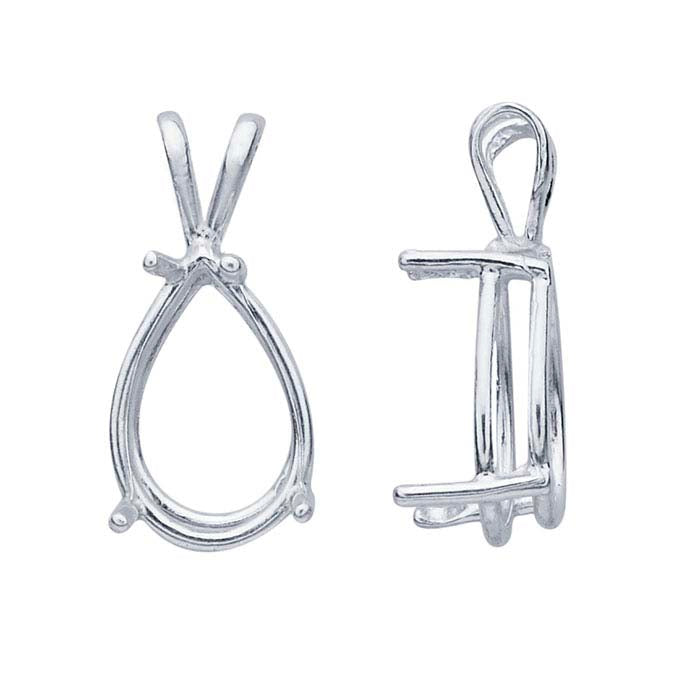 Sterling Silver 13 x 9mm Pear ReadySet™ Basket Pendant Mounting