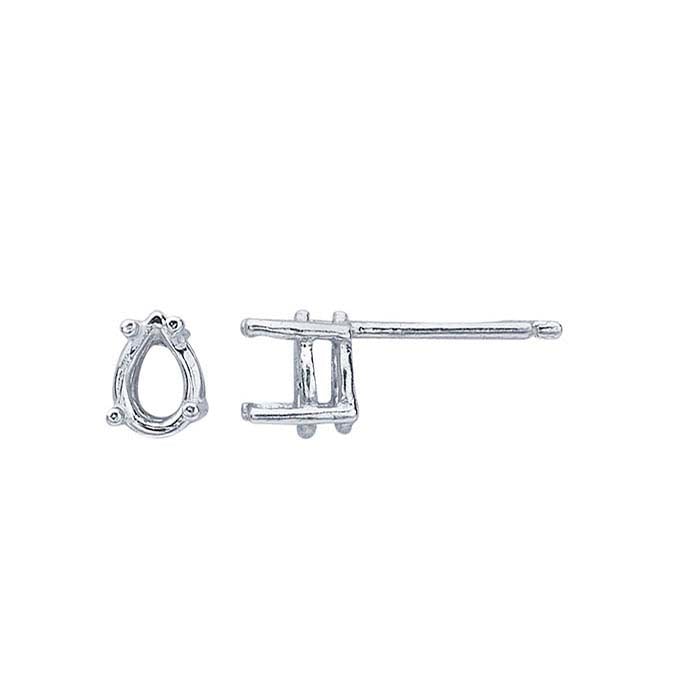 Sterling Silver 6 x 4mm Pear ReadySet™ Basket Post Earring Mounting