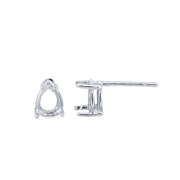 Sterling Silver 7 x 5mm Pear ReadySet™ Basket Post Earring Mounting