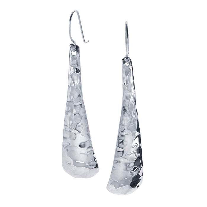 Sterling Silver Earrings with Hammered Teardrops