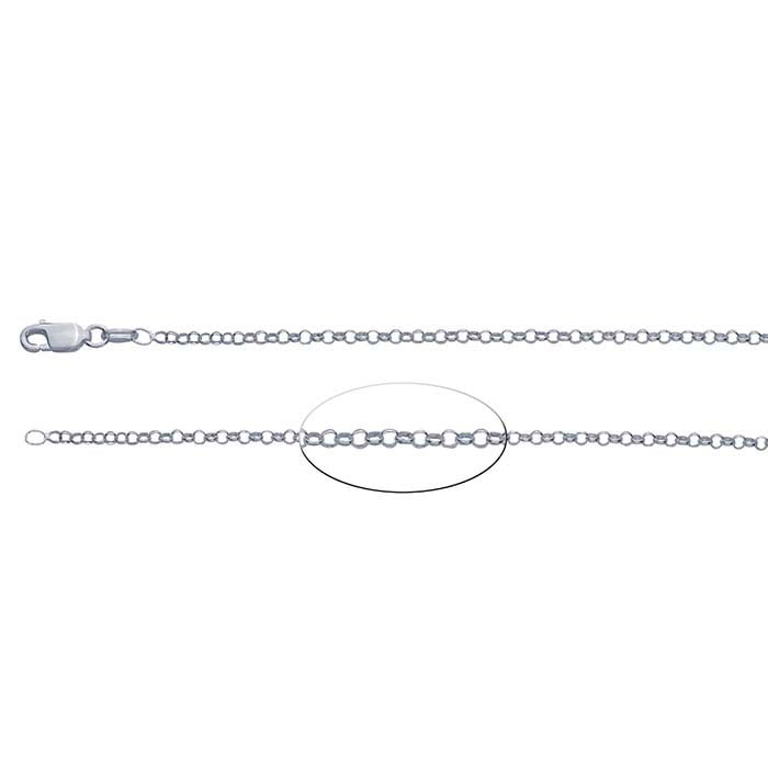 Sterling Silver 2.2mm Round Rolo Chain