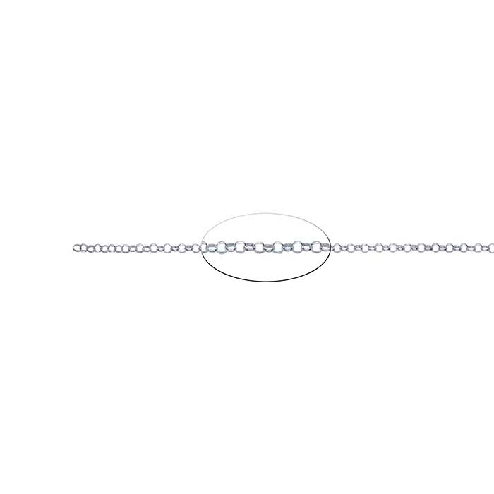 Sterling Silver 2.2mm Round Rolo Chain, By the Foot