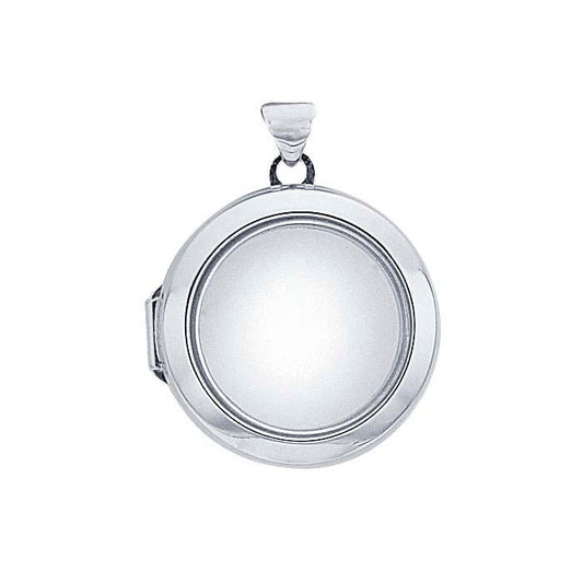 Sterling Silver Rhodium-Plated Round Floating Glass Locket Pendant