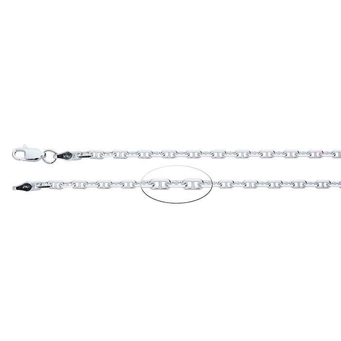 Sterling Silver 2.8mm Beveled Anchor Chain