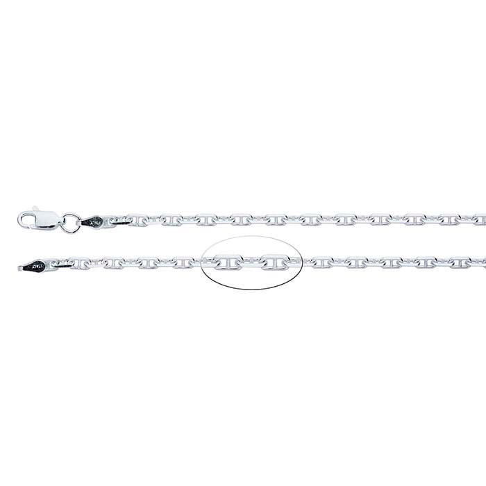 Sterling Silver 2.8mm Beveled Anchor Chain