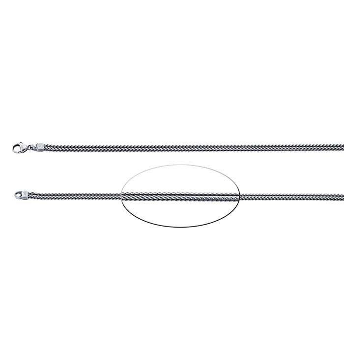 Sterling Silver Oxidized 3.5mm Square Foxtail Chain