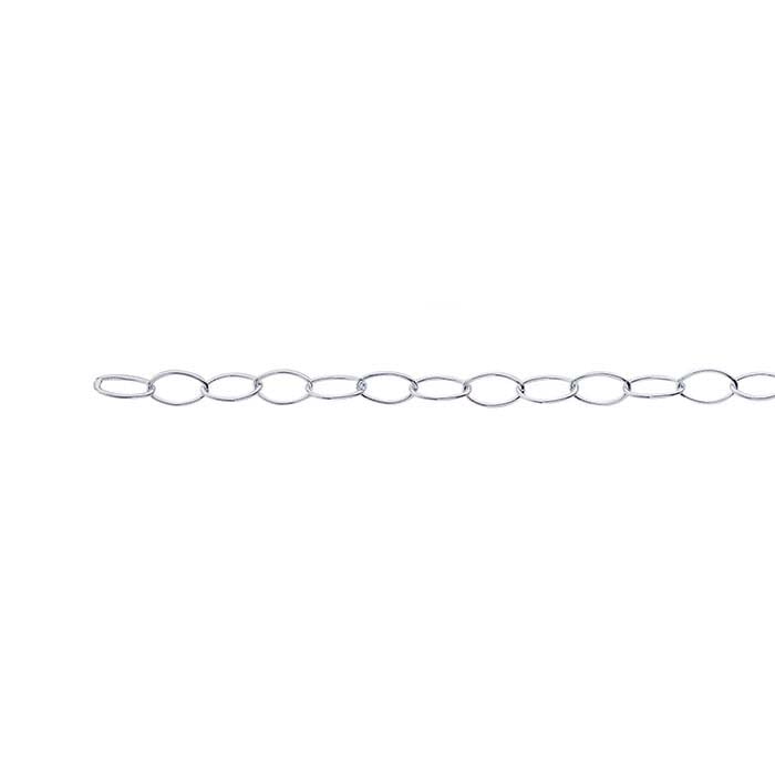 Sterling Silver 2.7mm Lightweight Oval Cable Chain, By the Foot