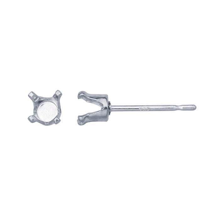 Sterling Silver 4mm Round Snap-Set™ Post Earring Mounting