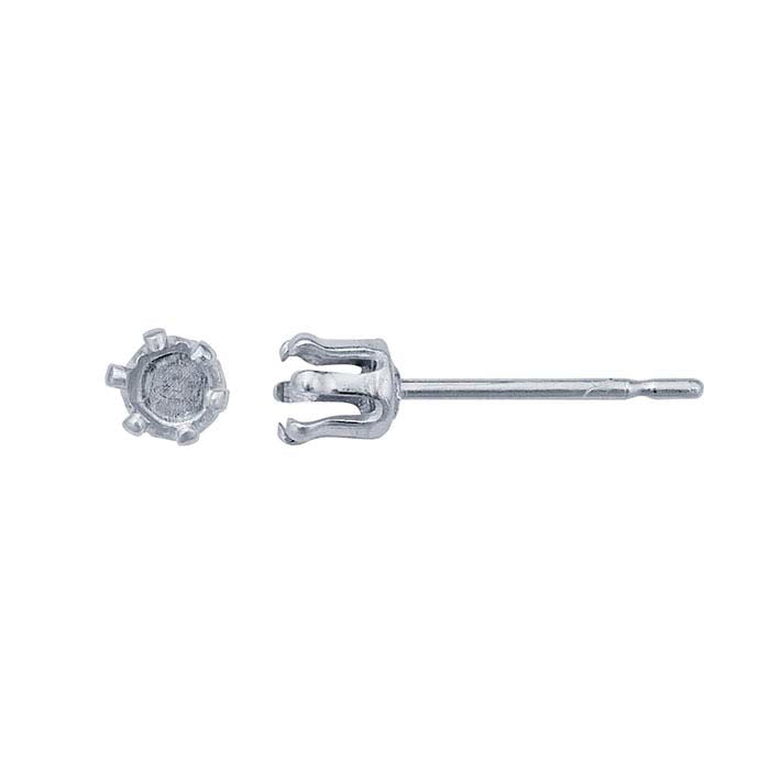 Sterling Silver 3mm Round Snap-Set™ Post Earring Mounting