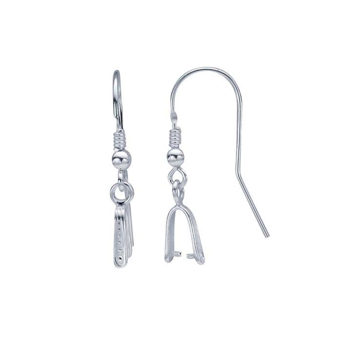 Sterling Silver Ear Wire Mounting with Coil and 3mm Bead