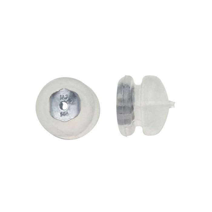Sterling Silver Silicone-Covered 6mm dia. Mushroom-Style Friction Ear Nut Pair