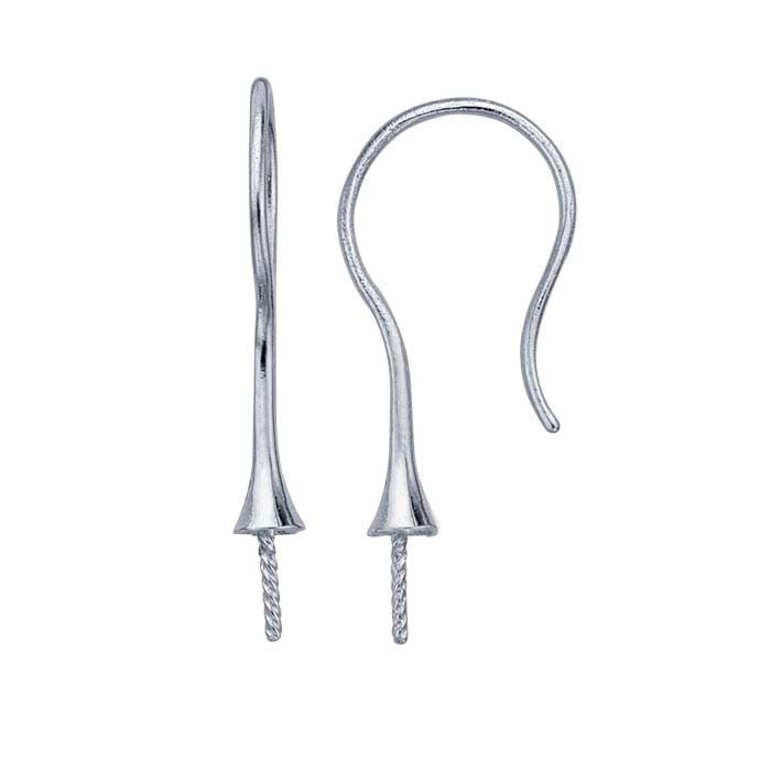 Sterling Silver Rhodium-Plated 3.2mm Pearl Ear Wire Mounting