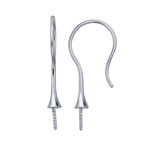 Sterling Silver Rhodium-Plated 3.2mm Pearl Ear Wire Mounting