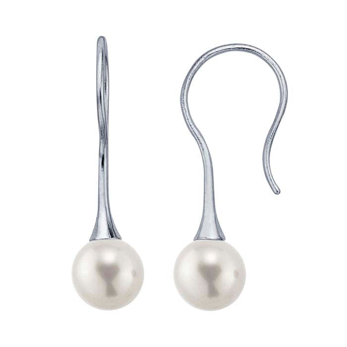 Sterling Silver Rhodium-Plated 3.2mm Pearl Ear Wire Mounting