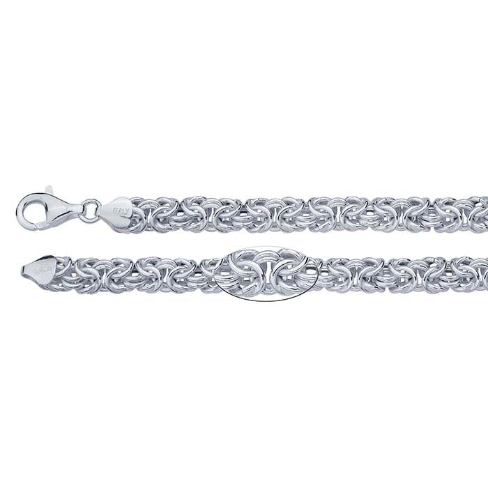 Sterling Silver 8mm Oval Byzantine Chain Bracelet