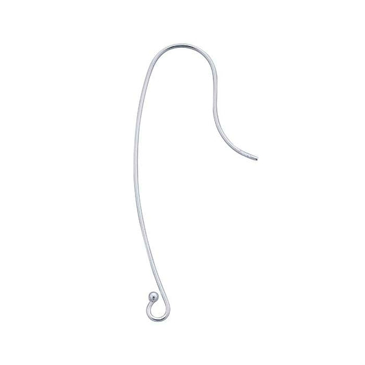 Sterling Silver Long Ear Wire with Loop and Ball End