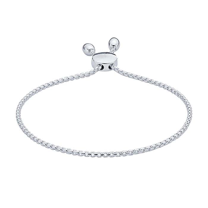 Sterling Silver Box Chain Bracelet, Adjustable