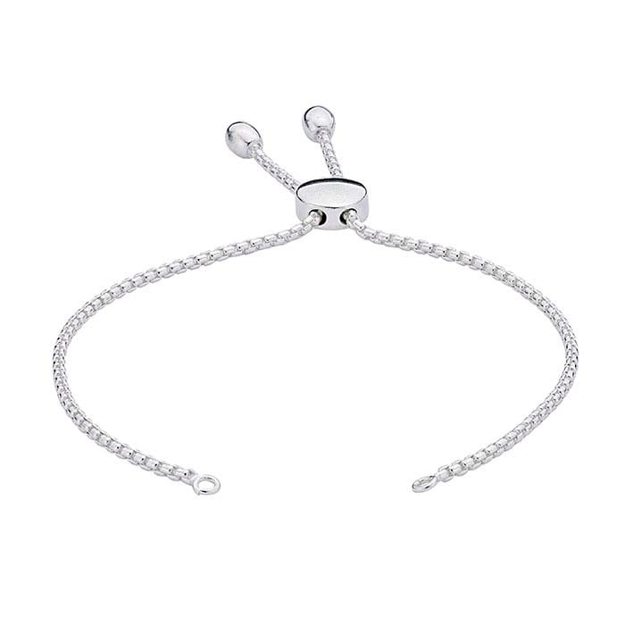 Sterling Silver 1.8mm Rounded Box Chain Bracelet Component, Adjustable