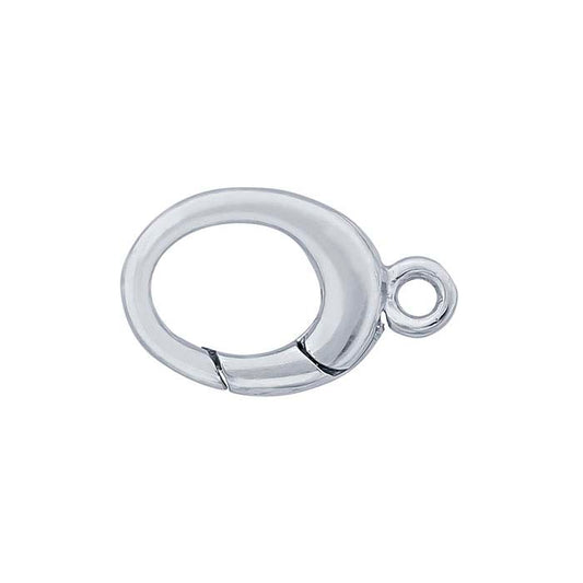 Sidabro 13,5 x 8,5 mm ovalus spaudžiamas užsegimas