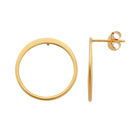 24K Heavy Yellow Gold-Plated Sterling Silver 18mm Open Circle Post Earrings