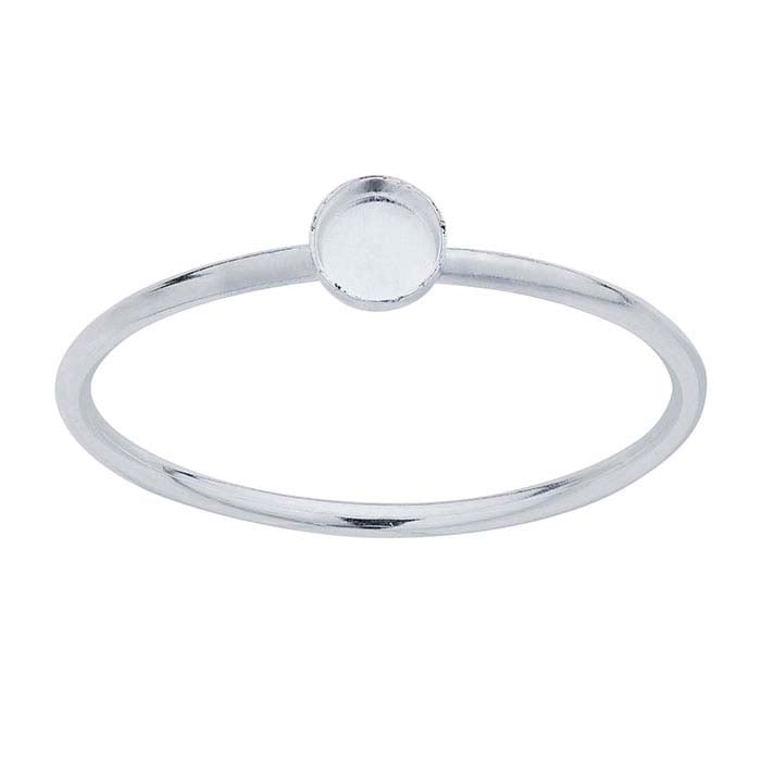 Sterling Silver Round Cabochon Ring Mounting