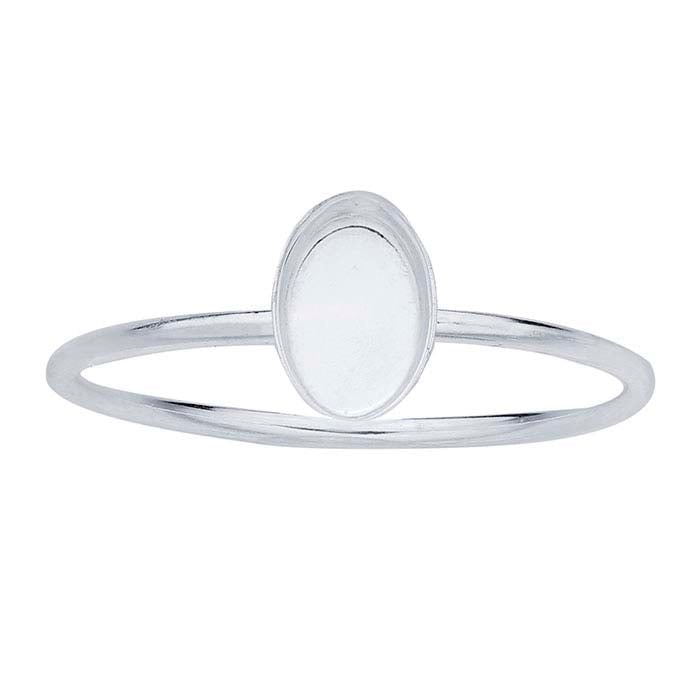 Sterling Silver 6 x 4mm Oval Cabochon Ring Mounting