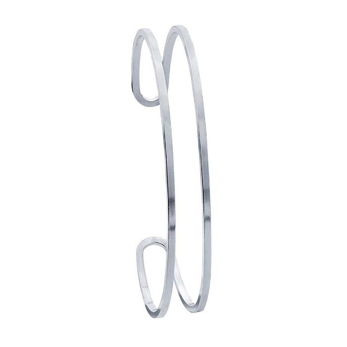Sterling Silver Open Square-Wire Cuff Bracelet