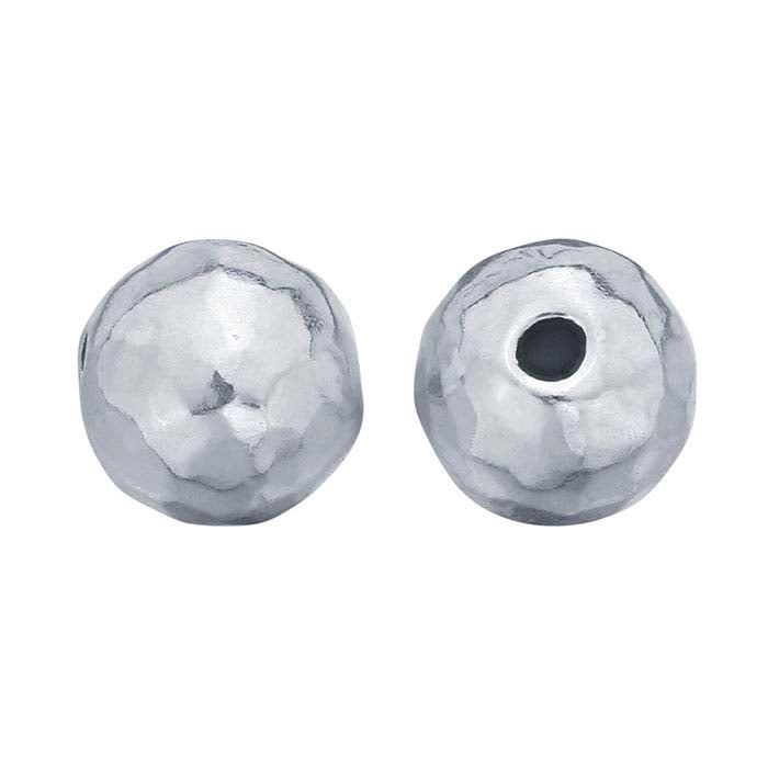 Sterling Silver Round Hammered-Finish Bead