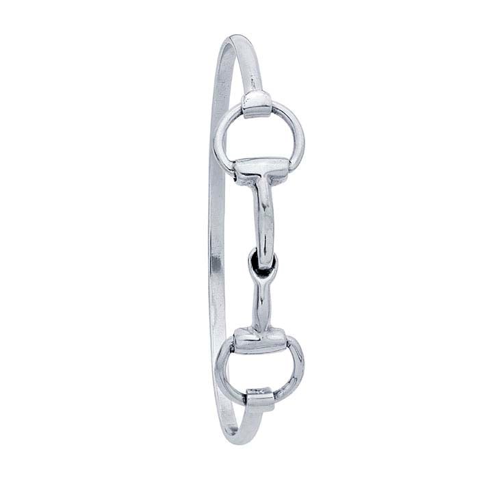 Sterling Silver Horse-Bit Flat-Wire Bangle Bracelet