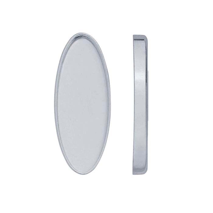 Sterling Silver 22 x 8mm Oval Bezel Cup Setting
