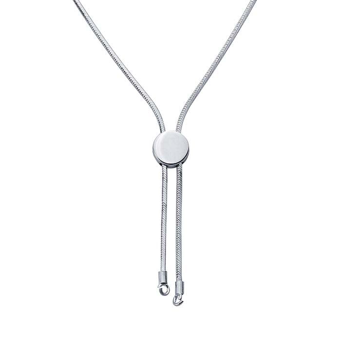 Halskette aus Sterlingsilber mit achteckiger Naht und rundem Schieber, verstellbar