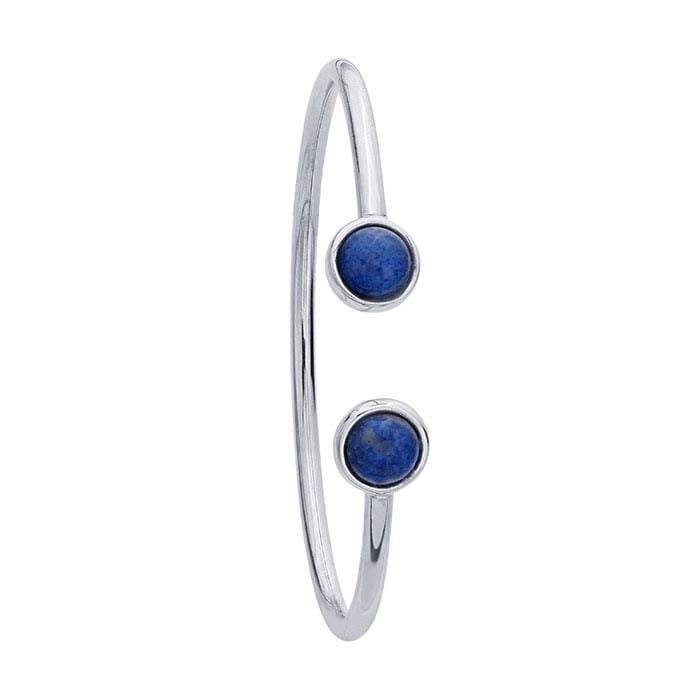 Sterling Silver Rhodium-Plated 6mm Round Cabochon Flex Tube Bracelet Mounting