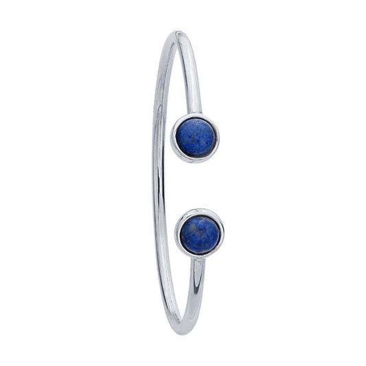 Sterling Silver Rhodium-Plated 6mm Round Cabochon Flex Tube Bracelet Mounting