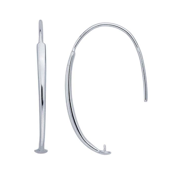 Sterling Silver Rhodium-Plated Ear Wire Mounting with Cup & Peg