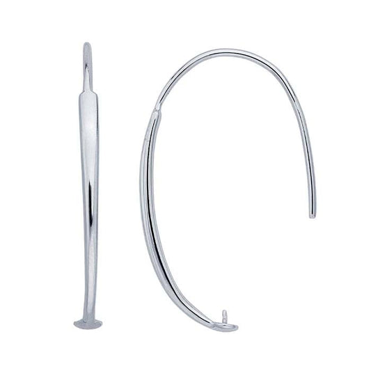 Sterling Silver Rhodium-Plated Ear Wire Mounting with Cup & Peg