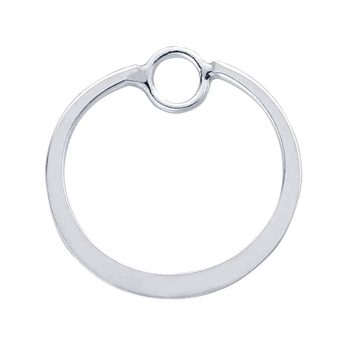 Sterling Silver Flattened Circle Component with Ring