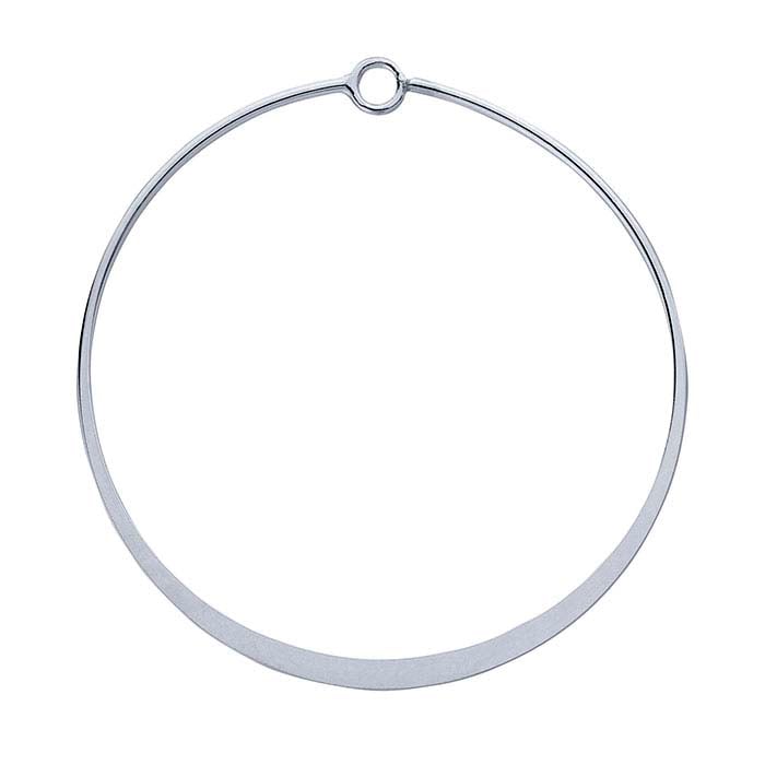 Sterling Silver Flattened Circle Component with Ring