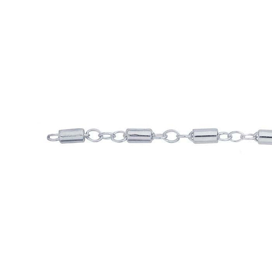 Sterling Silver 1,7 mm kabelkedja med rörpärlor, per fot