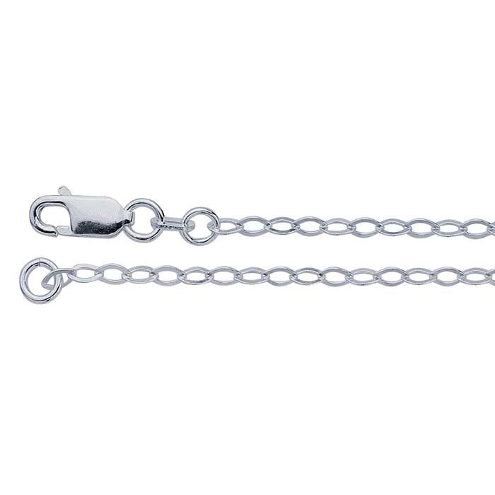 Sterling Silver 2,4 mm Flat Oval Cable Chain